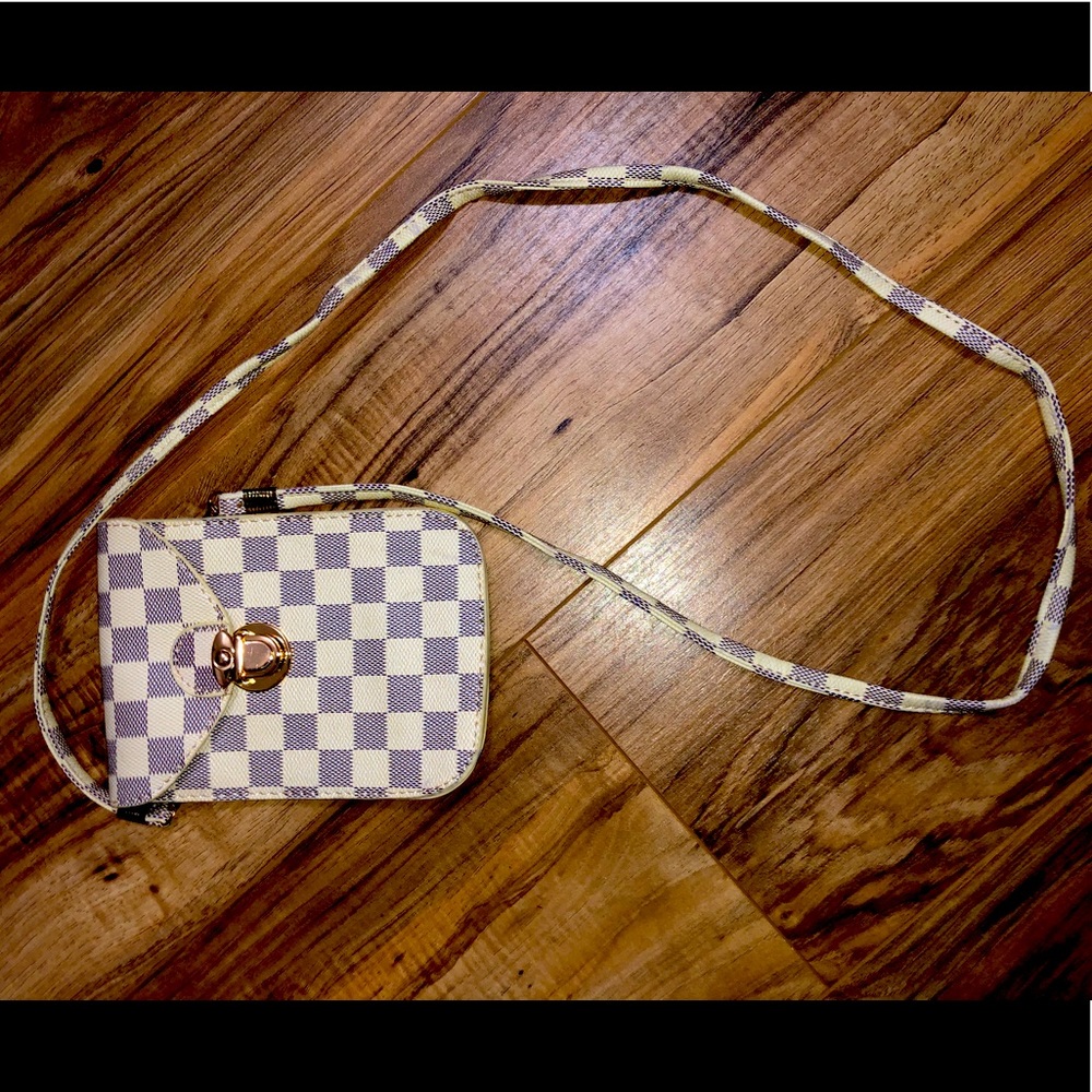 Crossbody checkered purse L V inspired